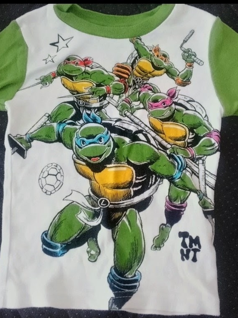Nickelodeon Teenage Mutant Ninja Turtles White and Green Raglan Tee